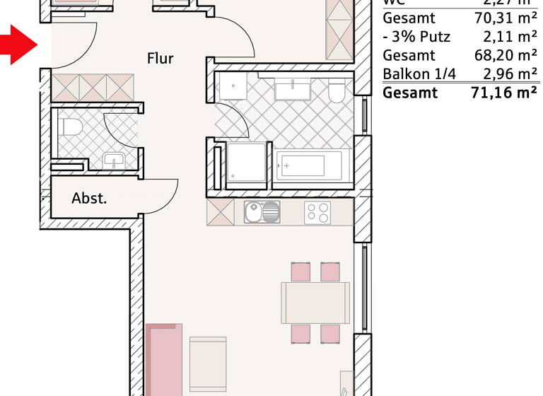 Wohnung zum Kauf provisionsfrei 525.700 € 3 Zimmer 71 m²<br/>Wohnfläche 2.<br/>Geschoss Fürstätt Rosenheim 83024