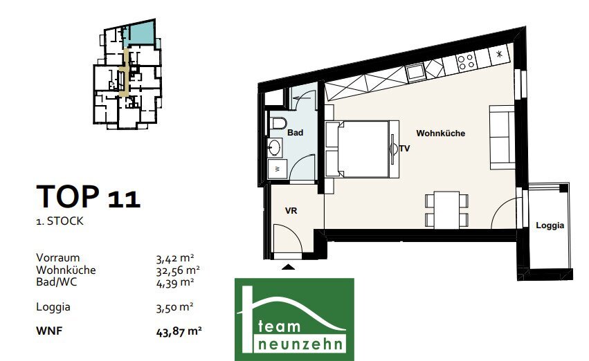 Wohnung zum Kauf 258.789 € 1 Zimmer 40,2 m²<br/>Wohnfläche 1.<br/>Geschoss Baumergasse 2a Wien 1210