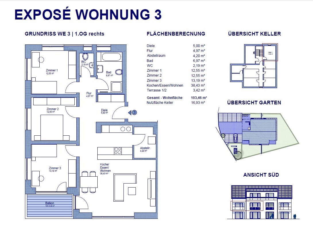 Wohnung zur Miete 1.270 € 4 Zimmer 103,5 m²<br/>Wohnfläche ab sofort<br/>Verfügbarkeit Nord Waldkraiburg 84478