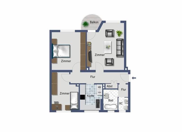 Wohnung zum Kauf provisionsfrei 129.400 € 3,5 Zimmer 68,7 m²<br/>Wohnfläche 1.<br/>Geschoss Hanielstraße 13 Katernberg Essen 45327