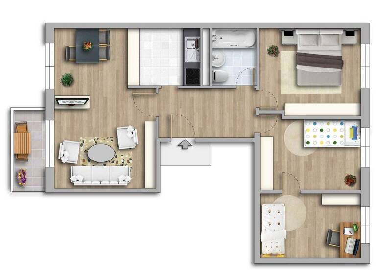 Wohnung zur Miete 355 € 4 Zimmer 64,5 m² 3. Geschoss Lortzingbogen 30 Südliche Neustadt Halle (Saale) 06124