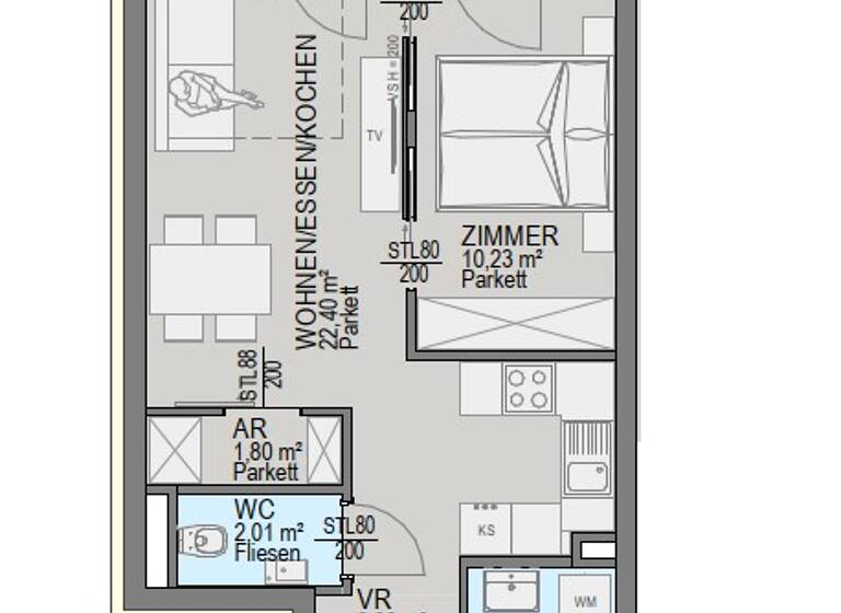 Wohnung zum Kauf - Erstbezug 205.000 € 2 Zimmer 44,7 m² 1. Geschoss Straßgang Graz 8054