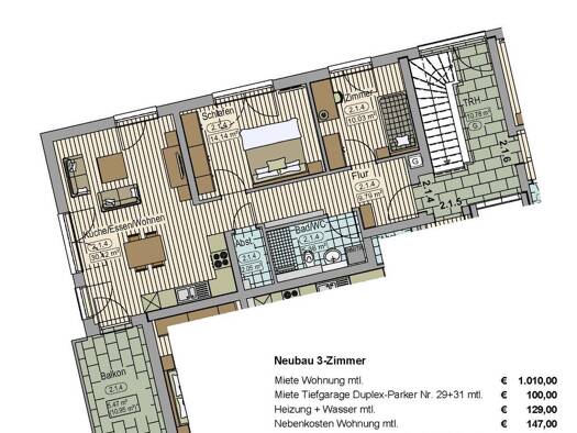 Wohnung zur Miete - Erstbezug 1.010 € 3 Zimmer 77,3 m² 1. Geschoss frei ab sofort Schulstraße 1 Ay Senden 89250