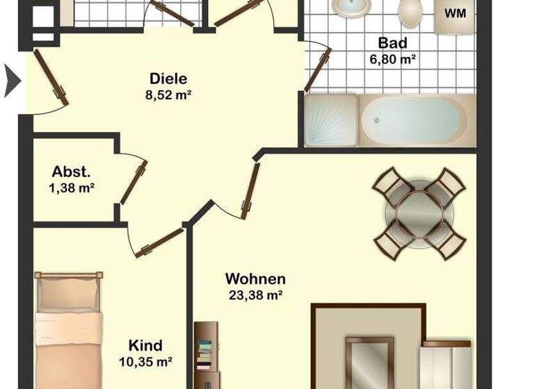 Wohnung zur Miete 1.200 € 3 Zimmer 78 m² frei ab sofort Harksheide Norderstedt 22844