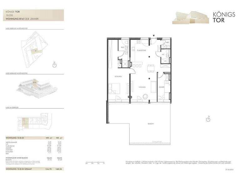 Penthouse zur Miete 2.143 € 2,5 Zimmer 134 m² 10. Geschoss frei ab 01.05.2026 Dr.-Gessler-Straße 2 Großprüfening-Dechbetten-Königswiesen Regensburg 93051