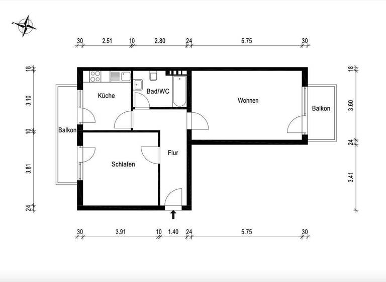 Wohnung zum Kauf provisionsfrei 285.000 € 2 Zimmer 61 m² 3. Geschoss Oststadt Karlsruhe 76131