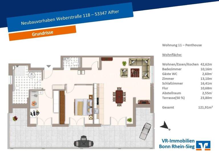 Penthouse zum Kauf - Erstbezug provisionsfrei 580.000 € 3 Zimmer 121,2 m² Weberstraße 118 Alfter 53347