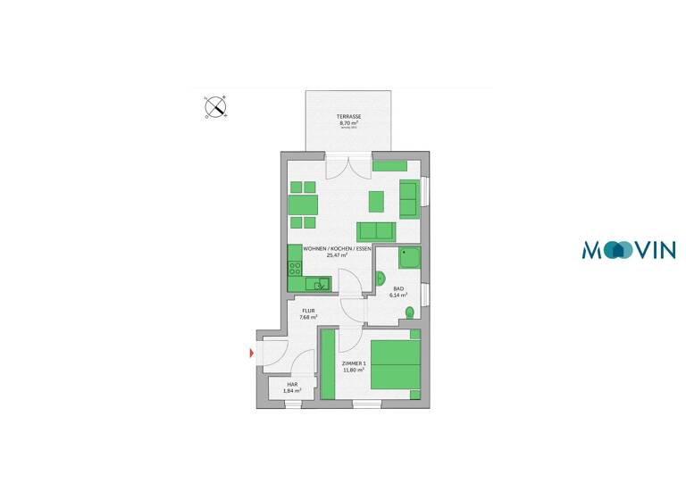 Wohnung zur Miete 745 € 2 Zimmer 57,3 m²<br/>Wohnfläche EG<br/>Geschoss ab sofort<br/>Verfügbarkeit Meisenweg 45 Wustermark Wustermark 14641