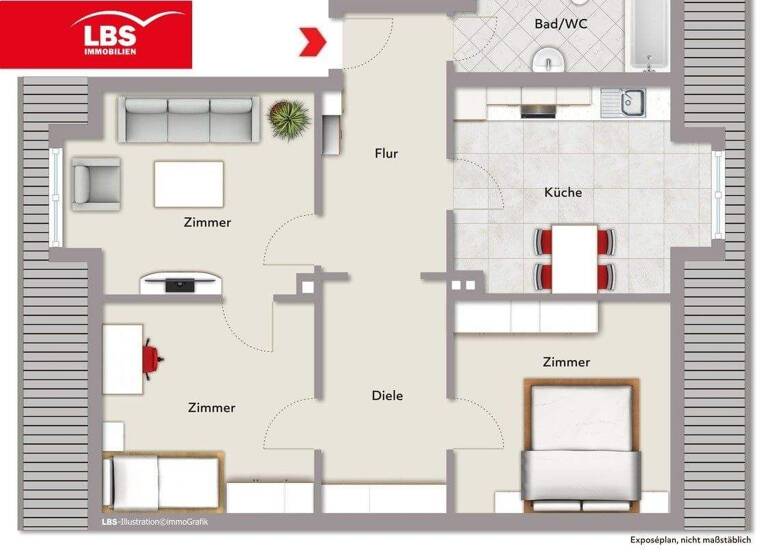 Wohnung zum Kauf 195.000 € 3 Zimmer 76 m² 1. Geschoss Kalkhügel Osnabrück 49082