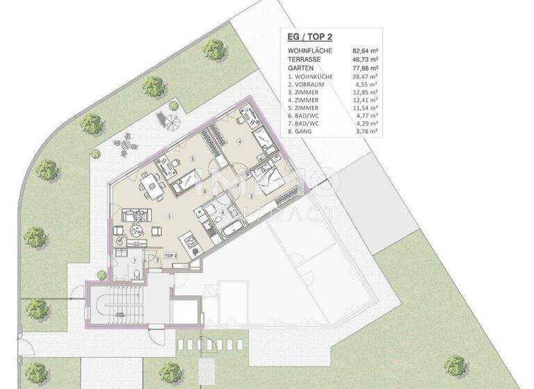 Wohnung zum Kauf - Erstbezug 565.000 € 4 Zimmer 82,6 m² EG Wien 1210