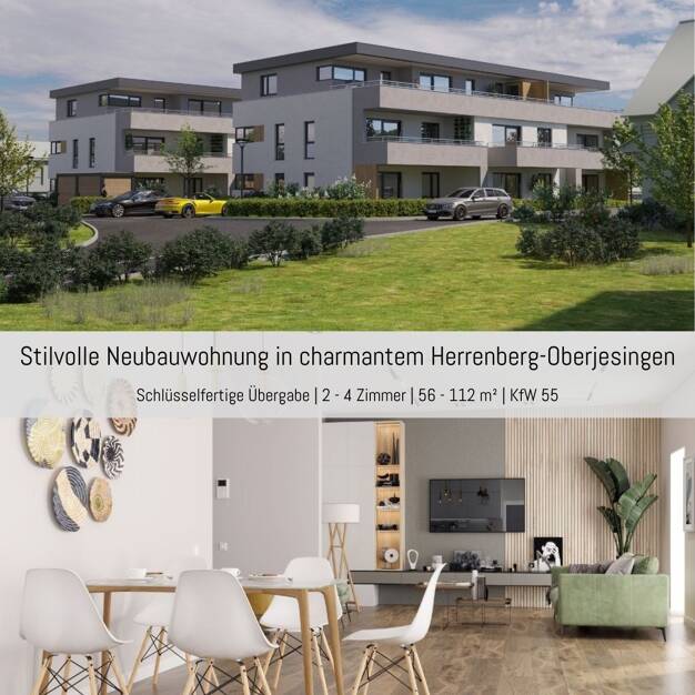 Penthouse zum Kauf - Erstbezug provisionsfrei 675.000 € 4 Zimmer 112,4 m² Dachgeschoss, 2. Geschoss Oderstraße 4 Oberjesingen Herrenberg 71083