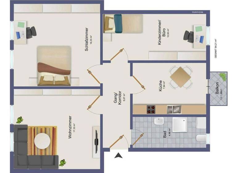 Wohnung zum Kauf provisionsfrei 229.000 € 3 Zimmer 64 m² 2. Geschoss Pilotystraße 58 Gärten h d Veste Nürnberg 90408