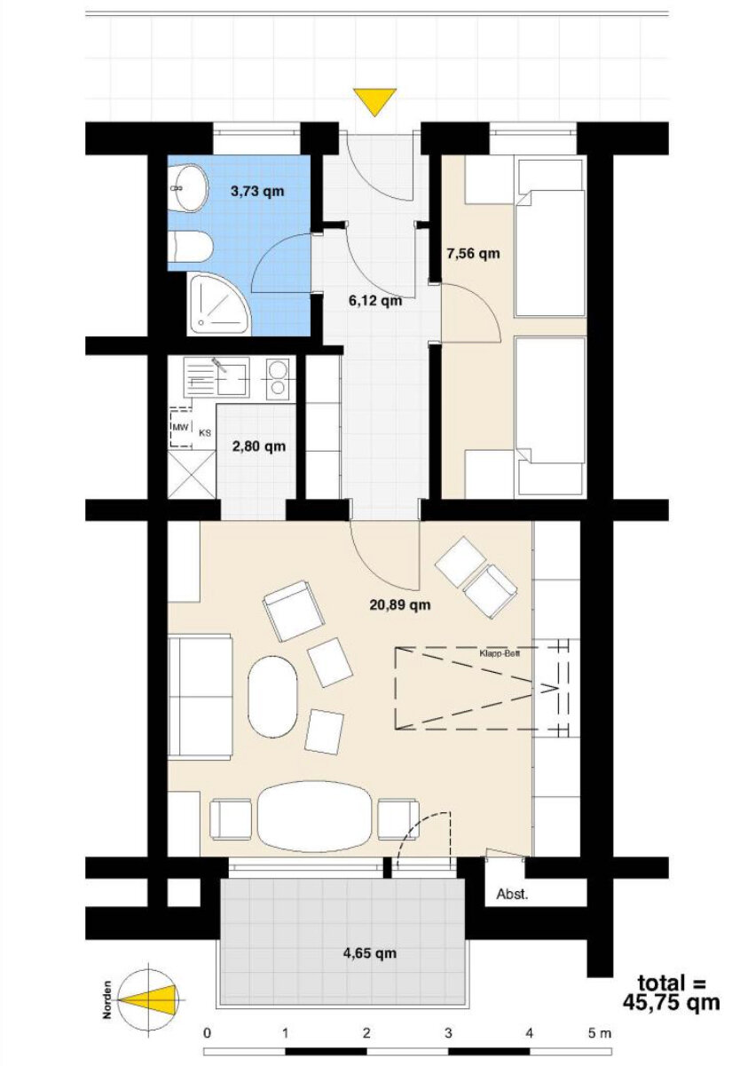 Wohnung zum Kauf 580.000 € 2 Zimmer 45,8 m²<br/>Wohnfläche 6.<br/>Geschoss Westerland Westerland 25980