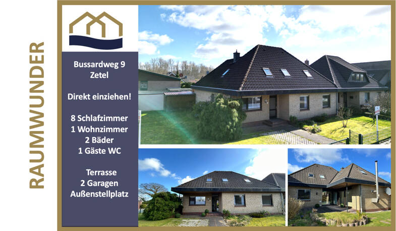 Einfamilienhaus zum Kauf 259.000 € 9 Zimmer 190 m² 598 m² Grundstück Bussardweg 9 Zetel Zetel / Klein Schweinebrück 26340