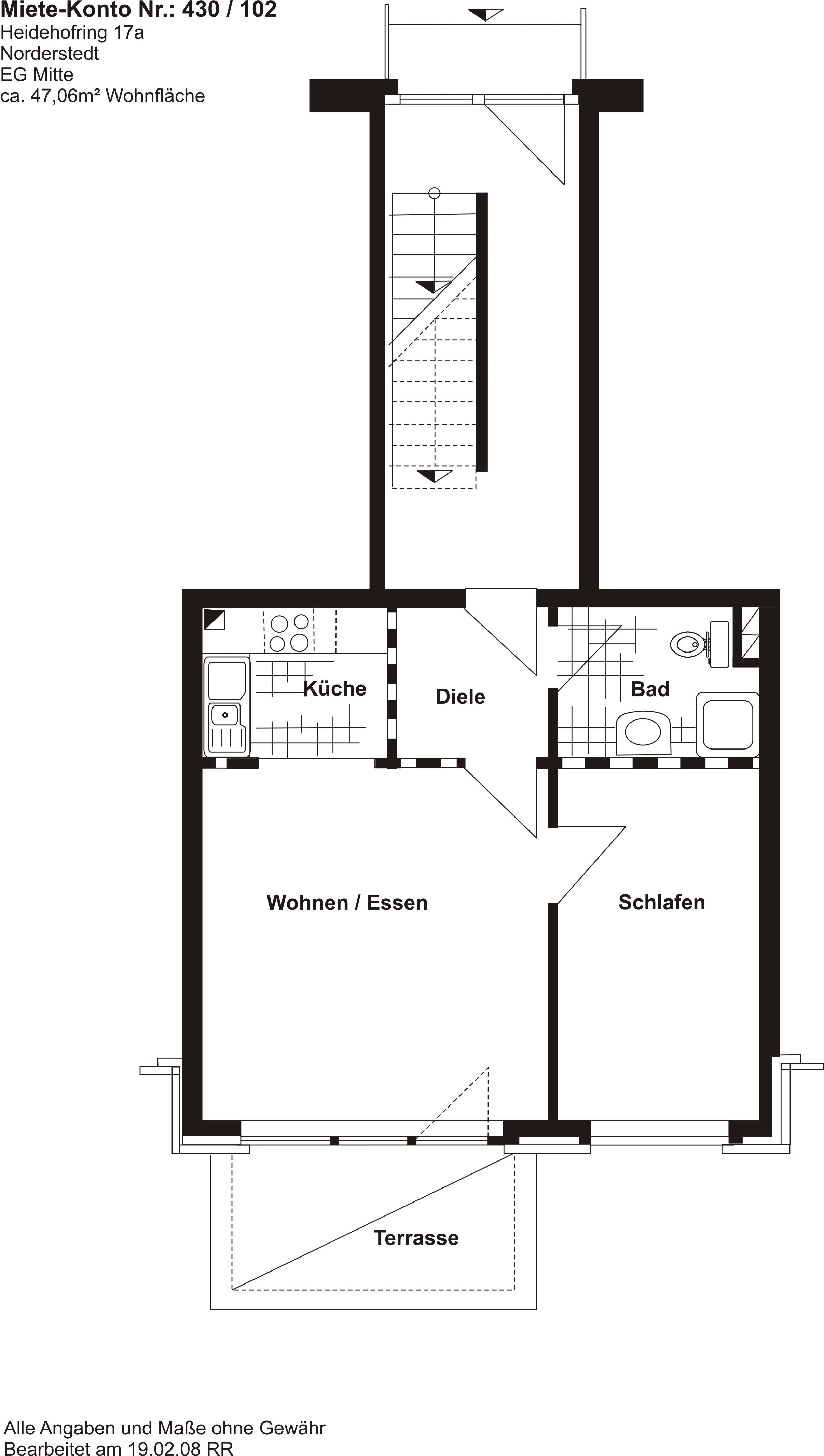 Wohnung zur Miete 595 € 1,5 Zimmer 47,1 m²<br/>Wohnfläche EG<br/>Geschoss 01.02.2025<br/>Verfügbarkeit Heidehofring 17a Harksheide Norderstedt 22850