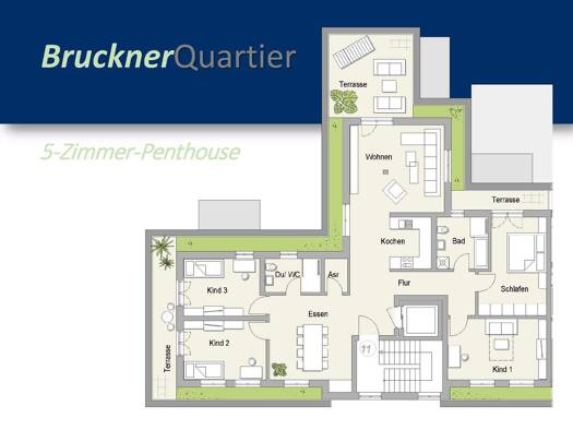 Penthouse zur Miete - Erstbezug 5 Zimmer 145 m² 4 Geschosse frei ab 01.04.2026 Brucknerstraße 2a Westvorstadt Weimar 99423