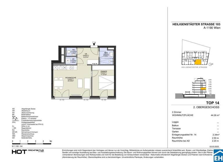 Wohnung zum Kauf - Erstbezug 320.700 € 2 Zimmer 44,3 m² 2. Geschoss Heiligenstädter Straße Wien 1190
