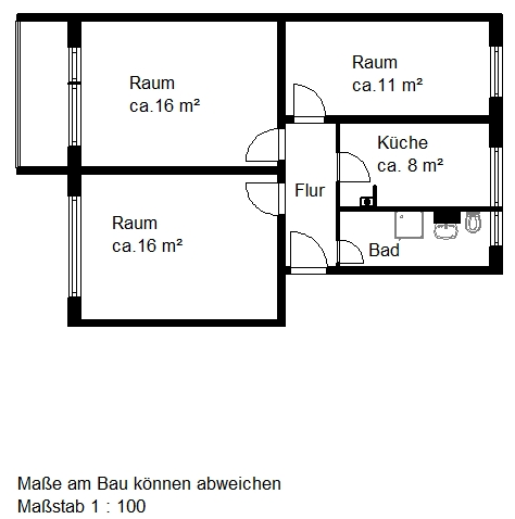 Wohnung zur Miete 377 € 3 Zimmer 60,7 m²<br/>Wohnfläche 2.<br/>Geschoss Ingolstädter Str. 25 Südstadt Halle (Saale) 06128