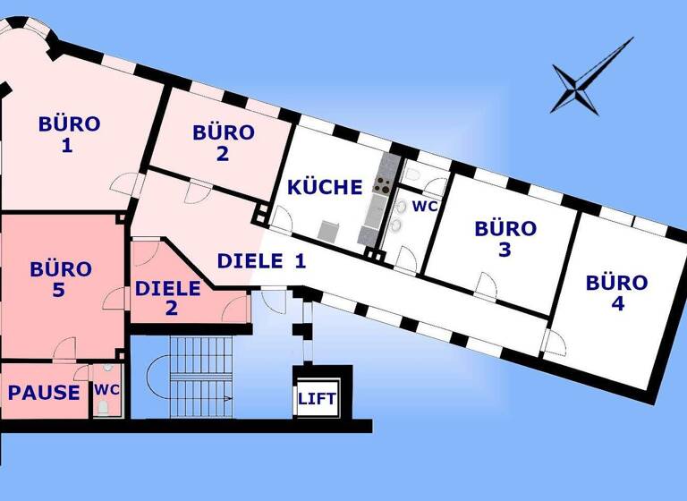 Büro zur Miete 7,50 € 5 Zimmer 143 m² Bürofläche teilbar ab 35 m² August-Bebel-Straße 1 Greiz 07973