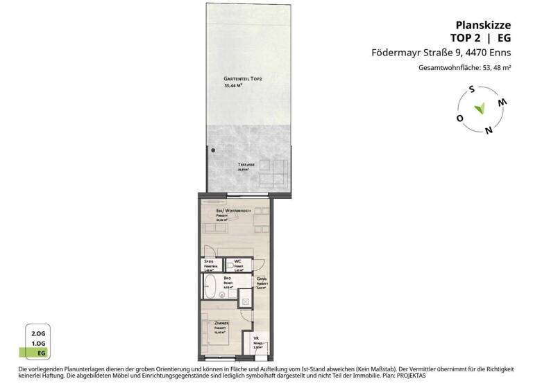 Wohnung zum Kauf - Erstbezug 275.860 € 2 Zimmer 53,5 m² EG Födermayrstraße 9 Enns 4470