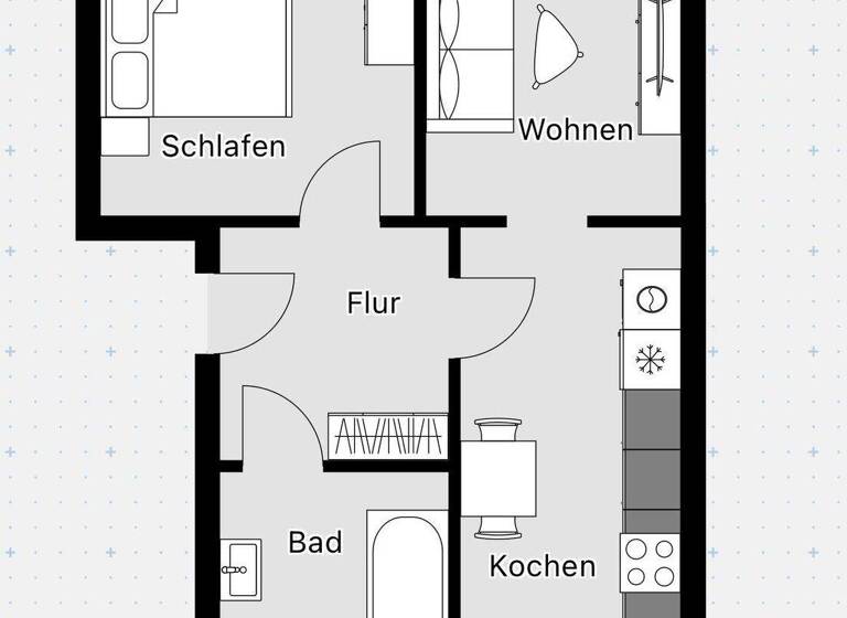 Wohnung zur Miete 340 € 2 Zimmer 50 m² 2. Geschoss Merseburger Straße 385 Ammendorf-Beesen Halle (Saale) / Ammendorf 06132