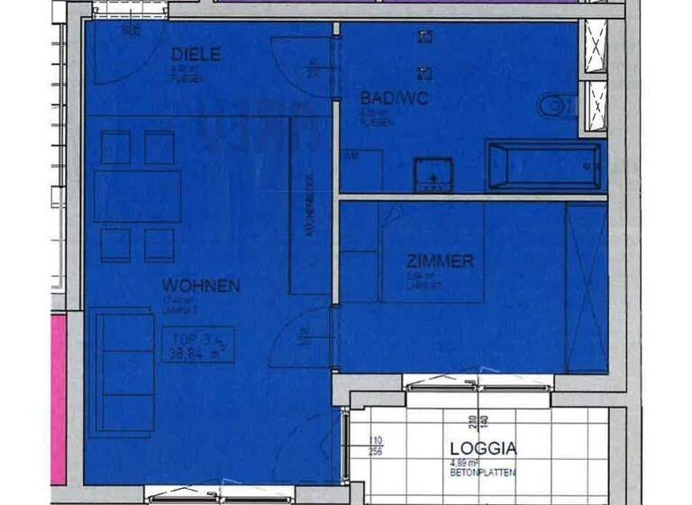 Wohnung zur Miete 461 € 2 Zimmer 43,7 m² 3. Geschoss Wiener Sraße 43 Lustenau Linz 4020