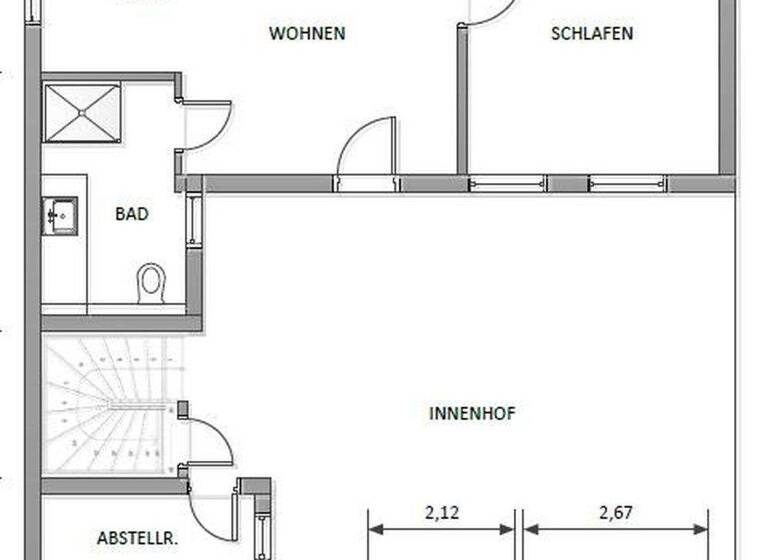 Wohnung zur Miete 600 € 2 Zimmer 45 m² EG frei ab sofort Käfertaler Strasse 191 Wohlgelegen Mannheim 68167
