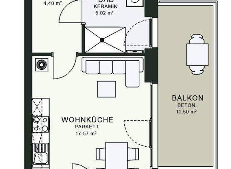 Wohnung zur Miete - Erstbezug 562 € 2 Zimmer 47,2 m² 5. Geschoss frei ab 01.06.2026 Fröhlichgasse 23-35 Jakomini Graz 8010