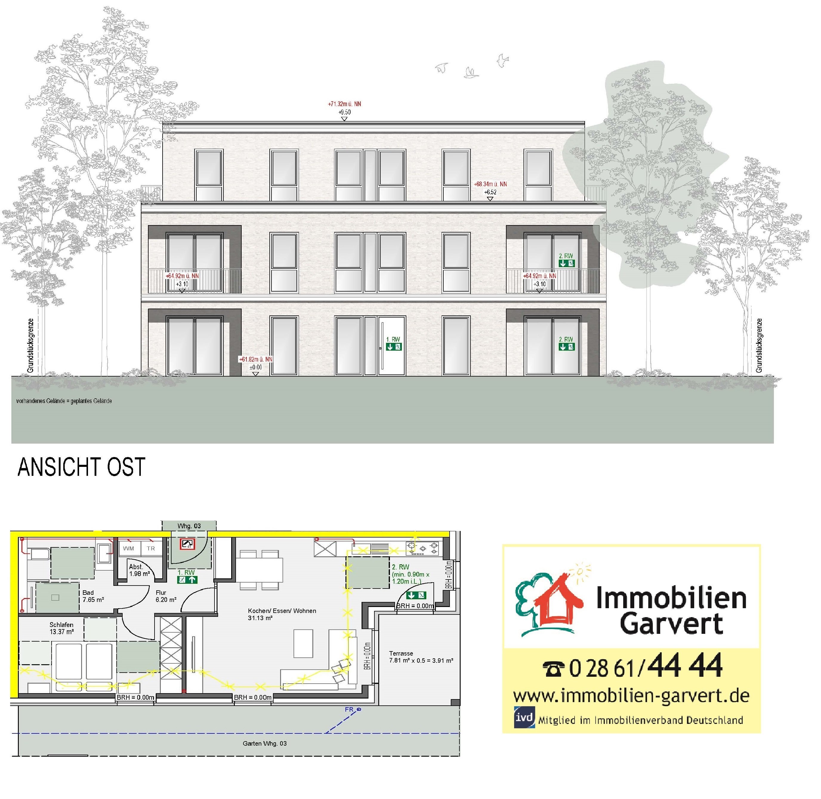 Terrassenwohnung zum Kauf provisionsfrei 255.700 € 2 Zimmer 64 m²<br/>Wohnfläche Raesfeld Raesfeld 46348