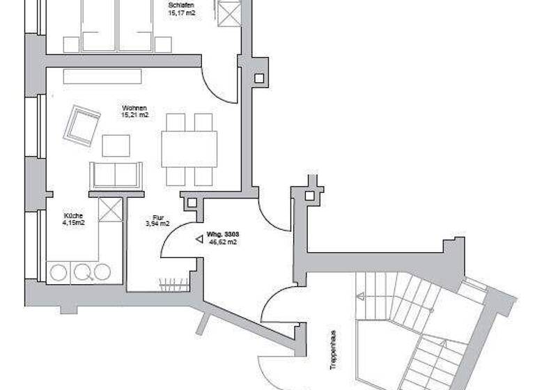 Wohnung zur Miete 690 € 2 Zimmer 46,6 m² 3. Geschoss Anhalter Straße 24 Eutritzsch Leipzig 04129