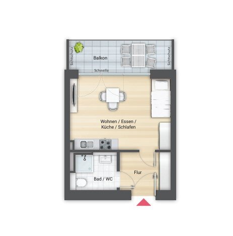 Terrassenwohnung zur Miete 599 € 1 Zimmer 32 m²<br/>Wohnfläche 2.<br/>Geschoss Am historischen Lokschuppen 12 Stadtpark / Stadtgrenze 20 Fürth 90762