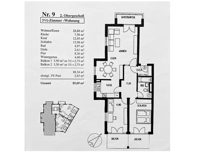 Wohnung zum Kauf 350.000 € 3,5 Zimmer 85,7 m²<br/>Wohnfläche 2.<br/>Geschoss Bad Krozingen Bad Krozingen 79189