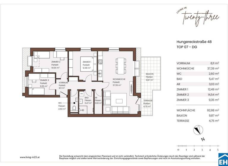 Wohnung zum Kauf - Erstbezug 569.000 € 4 Zimmer 93 m² 3. Geschoss Hungereckstraße Wien 1230
