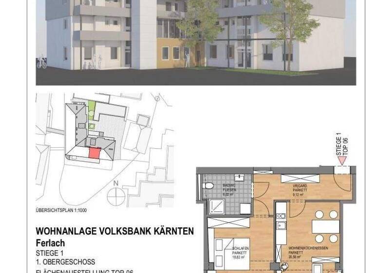 Wohnung zur Miete 495 € 2 Zimmer 53,1 m² 3. Geschoss frei ab 01.04.2026 Hauptplatz Ferlach 9170