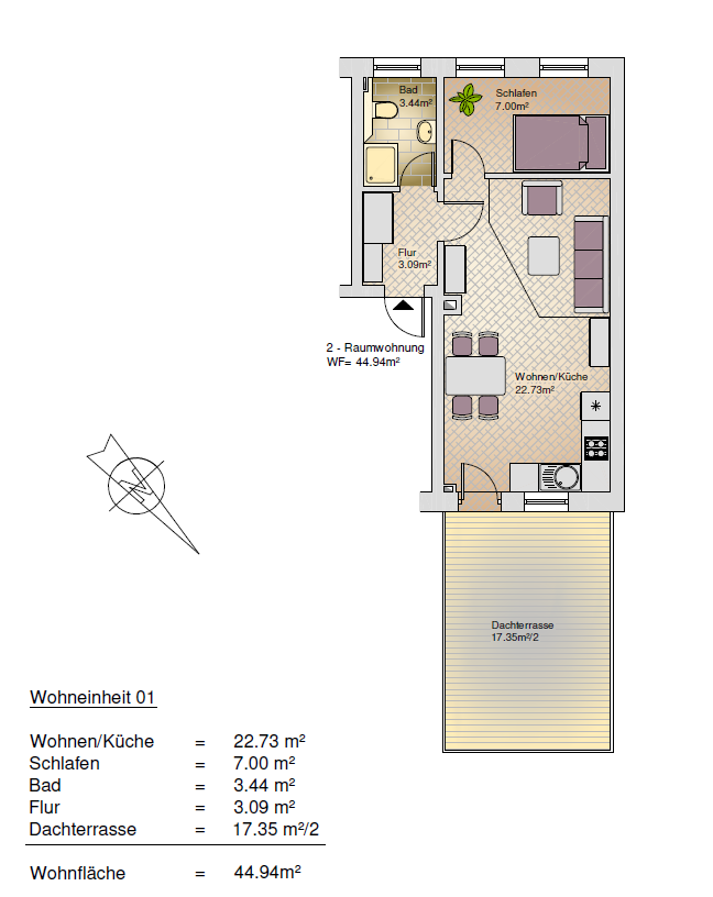 Wohnung zur Miete 390 € 1,5 Zimmer 44,9 m²<br/>Wohnfläche 1.<br/>Geschoss Delitzsch Delitzsch 04509