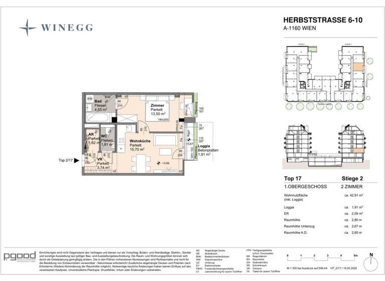 Wohnung zum Kauf - Erstbezug 257.800 € 2 Zimmer 41 m² 1. Geschoss Herbststraße 6-10 Wien 1160