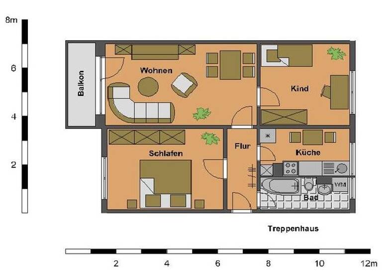 Wohnung zur Miete 329 € 3 Zimmer 65,8 m² 3. Geschoss Schöninger Straße 13 Oschersleben 39387