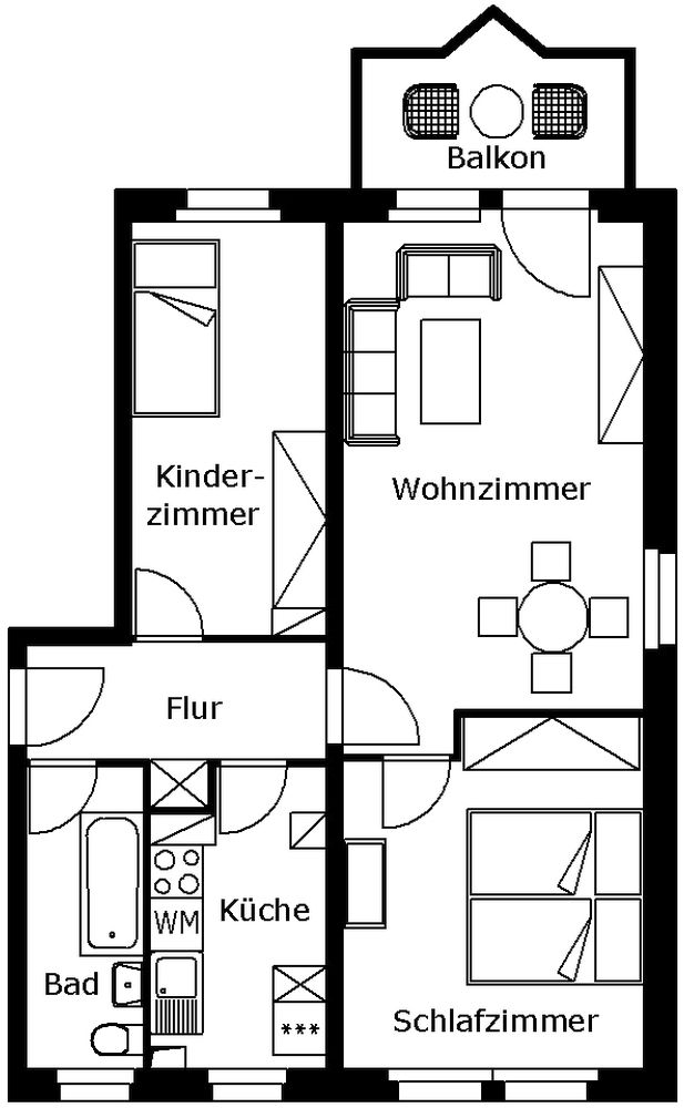 Wohnung zur Miete 302 € 3 Zimmer 58 m²<br/>Wohnfläche EG<br/>Geschoss Jößnitzer Straße 31 Bahnhofsvorstadt Plauen 08525