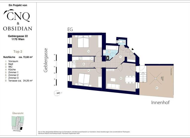 WG-Zimmer zum Kauf 279.000 € 3 Zimmer 72,6 m² EG Geblergasse 22 Wien 1170
