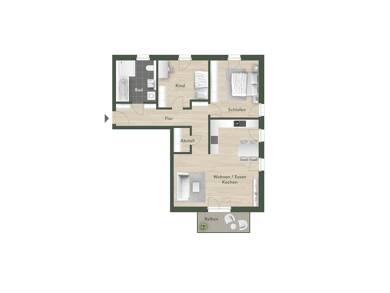 Wohnung zum Kauf - Neubau provisionsfrei 543.000 € 3 Zimmer 86 m² 1. Geschoss Dechsendorfer Platz 3 Dechsendorf Erlangen 91052
