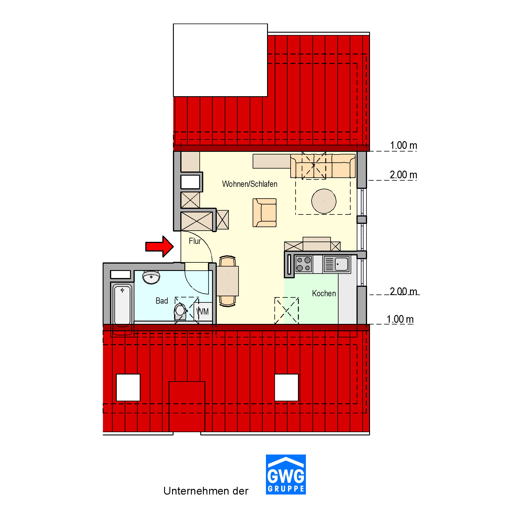 Wohnung zur Miete 398 € 1 Zimmer 31,3 m²<br/>Wohnfläche EG<br/>Geschoss 01.04.2025<br/>Verfügbarkeit Wagnerstraße 3 Möglingen 71696