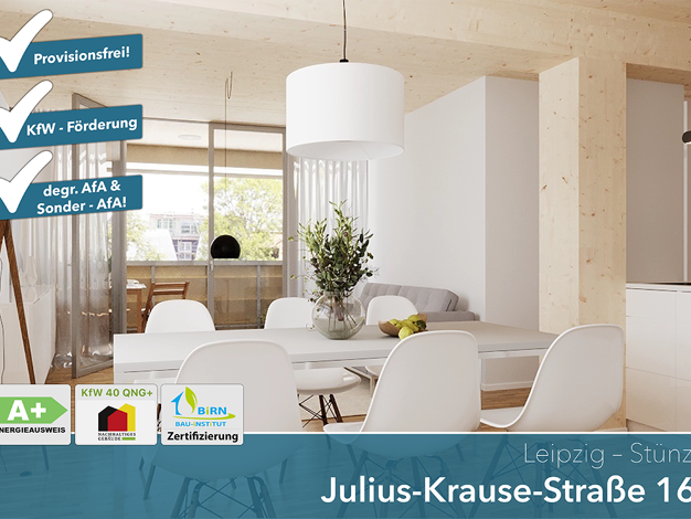 Wohnung zum Kauf - Neubau provisionsfrei als Kapitalanlage geeignet 325.864 € 3 Zimmer 64,4 m² Julius-Krause-Straße 16 Sellerhausen-Stünz Leipzig 04318