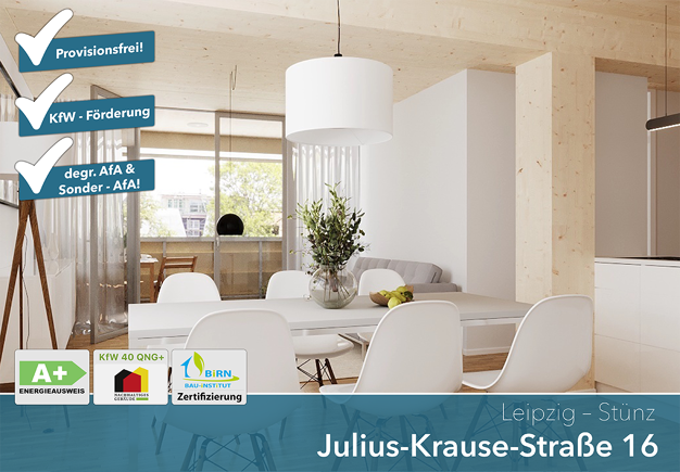 Wohnung zum Kauf - Neubau provisionsfrei als Kapitalanlage geeignet 325.864 € 3 Zimmer 64,4 m² Julius-Krause-Straße 16 Sellerhausen-Stünz Leipzig 04318