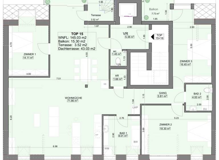 Wohnung zum Kauf 1.198.000 € 4 Zimmer 145 m² 5. Geschoss Wien 1160