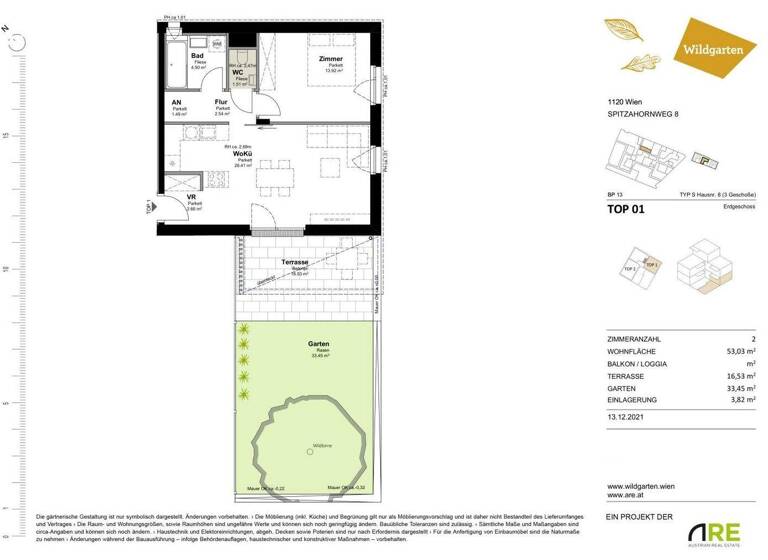 Wohnung zum Kauf - Erstbezug provisionsfrei 319.000 € 2 Zimmer EG Spitzahornweg 8 Wien 1120