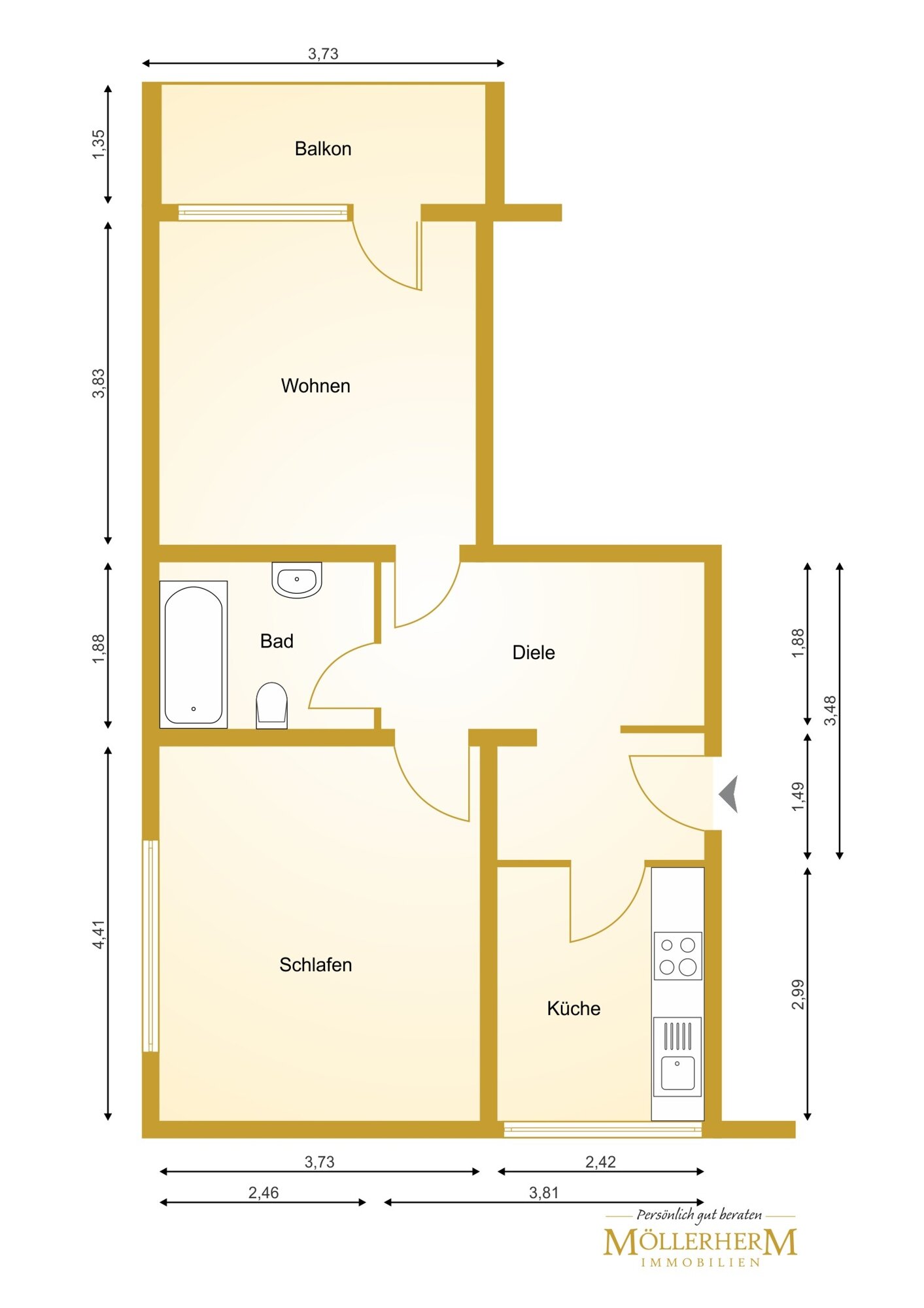 Wohnung zum Kauf 339.000 € 2 Zimmer 56 m²<br/>Wohnfläche Scharbeutz Scharbeutz 23683