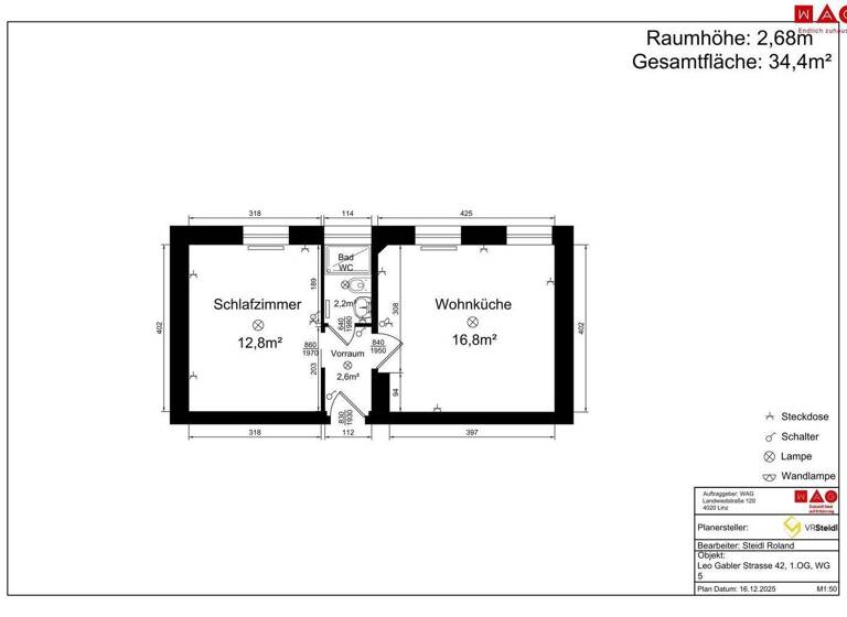 Wohnung zur Miete 183 € 1,5 Zimmer 34,8 m² Leo-Gabler-Straße Hinterberg Steyr 4400