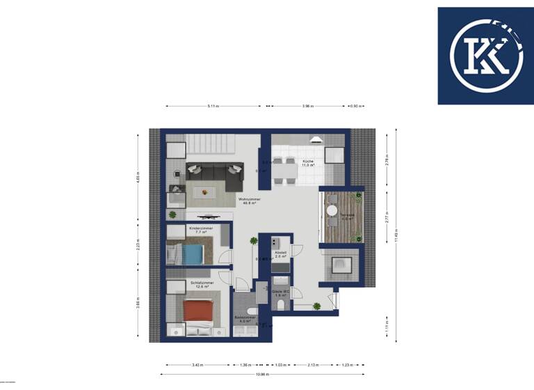 Wohnung zum Kauf 1.190.000 € 4 Zimmer 125,4 m² 6. Geschoss Lustkandlgasse 48 Wien, Alsergrund / Alsergrund 1090