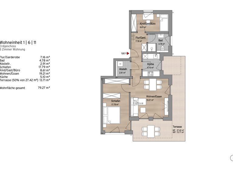 Terrassenwohnung zum Kauf - Erstbezug provisionsfrei 587.000 € 3 Zimmer 81 m² Traunstein 83278