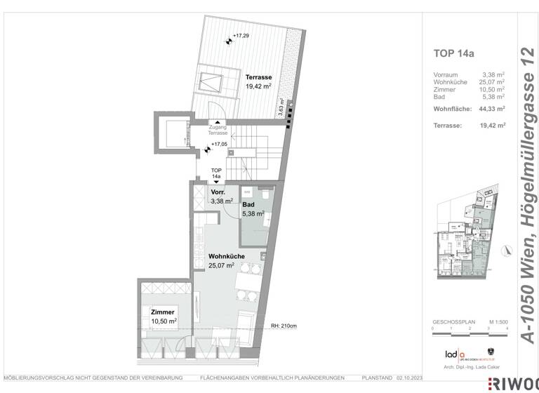 Wohnung zum Kauf - Erstbezug 398.000 € 2 Zimmer 44,3 m² Högelmüllergasse 12 Wien 1050